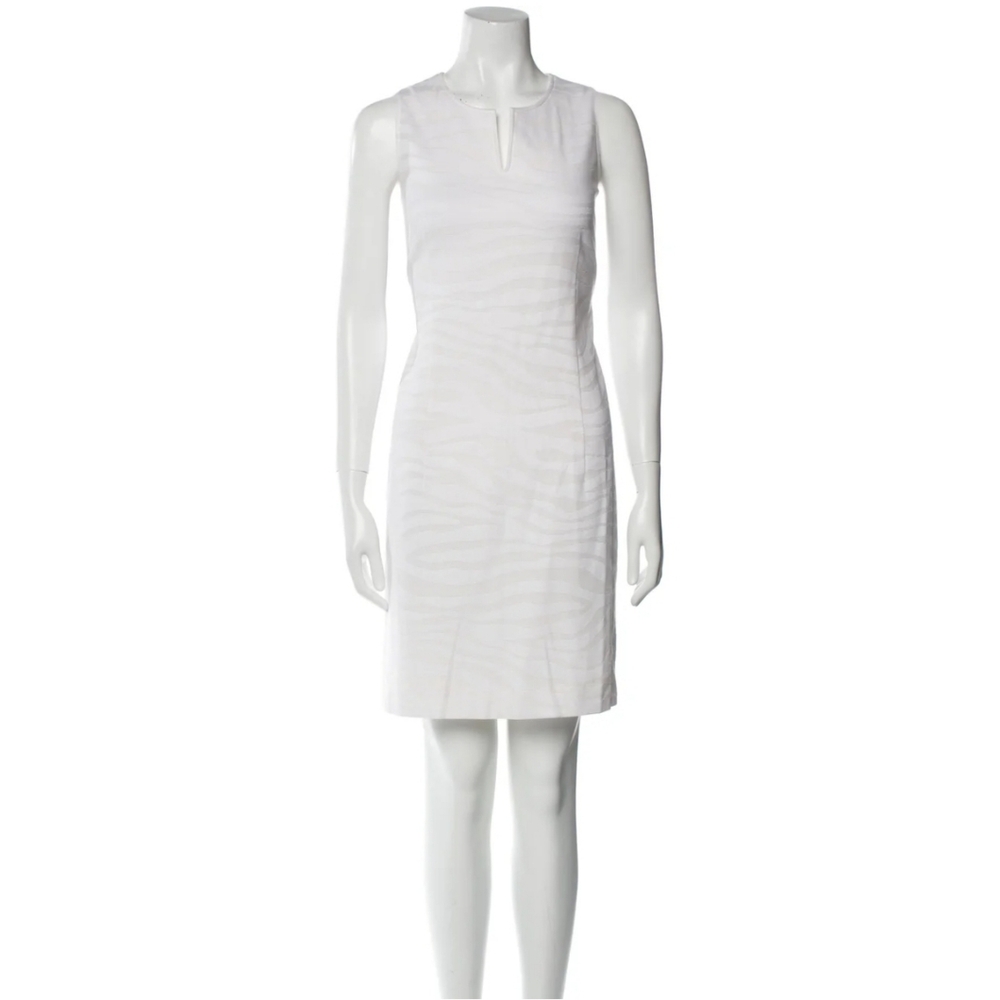 Leggiadro Sheath Dress Sleeveless Notched Crew Neck Concealed Zip Closure Med - Picture 2 of 8